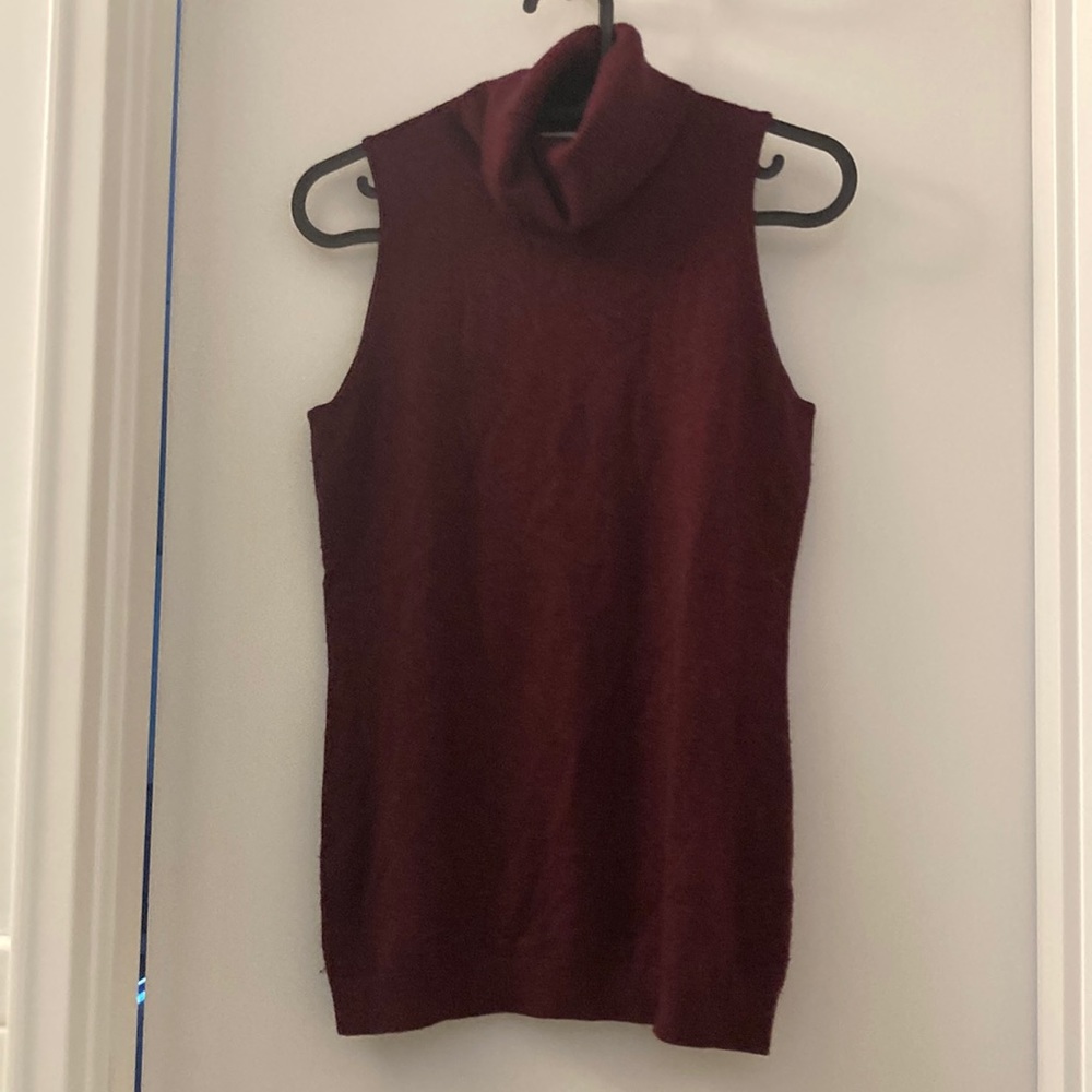 Minnie Rose Burgundy Sleeveless Turtleneck